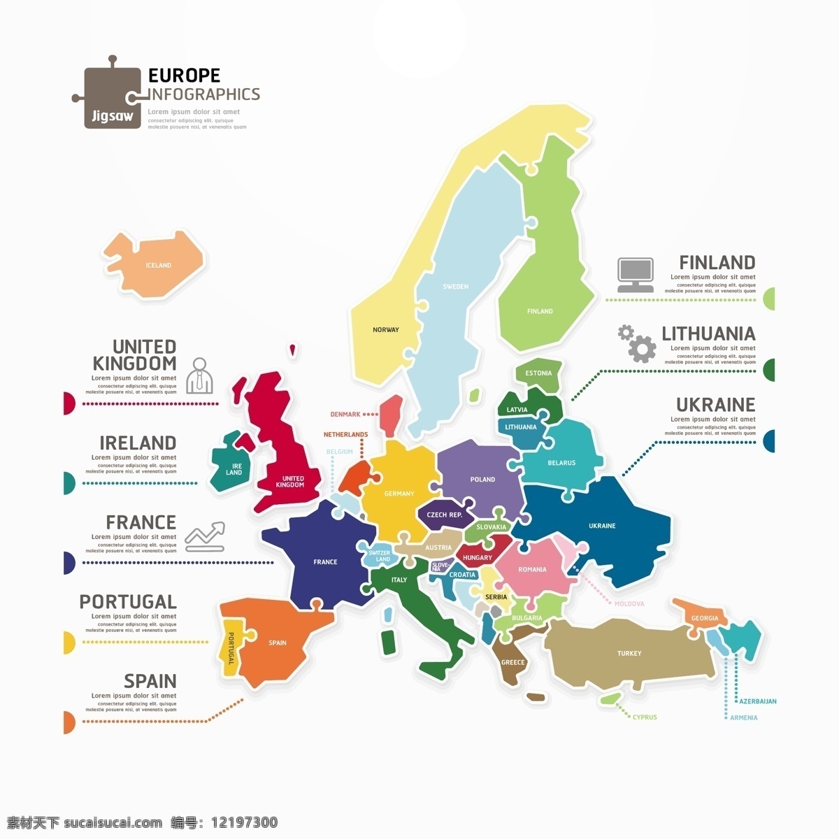 创造性 欧洲 地图 欧洲地图 地图信息 彩色地图 白色
