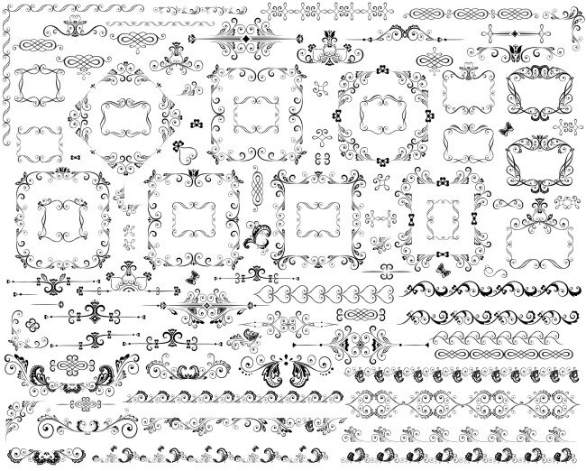 欧式 花纹 集合 时尚花纹 装饰花边 装饰花纹 矢量图 花纹花边