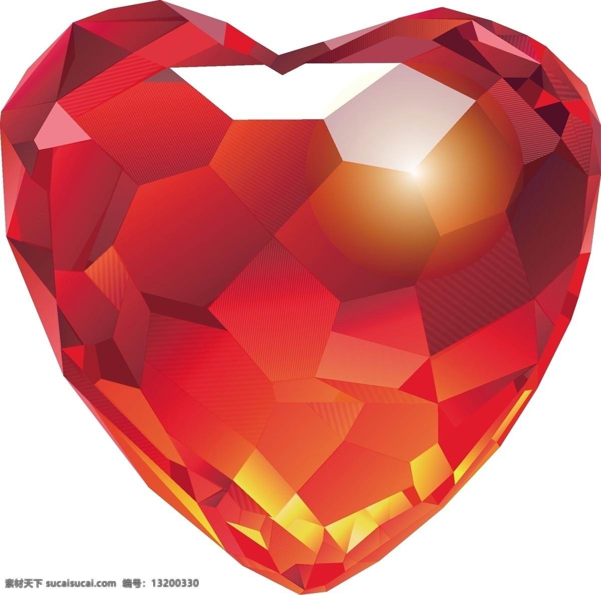 钻石爱心元素 钻石 红色 爱心 唯美 贵重 白色