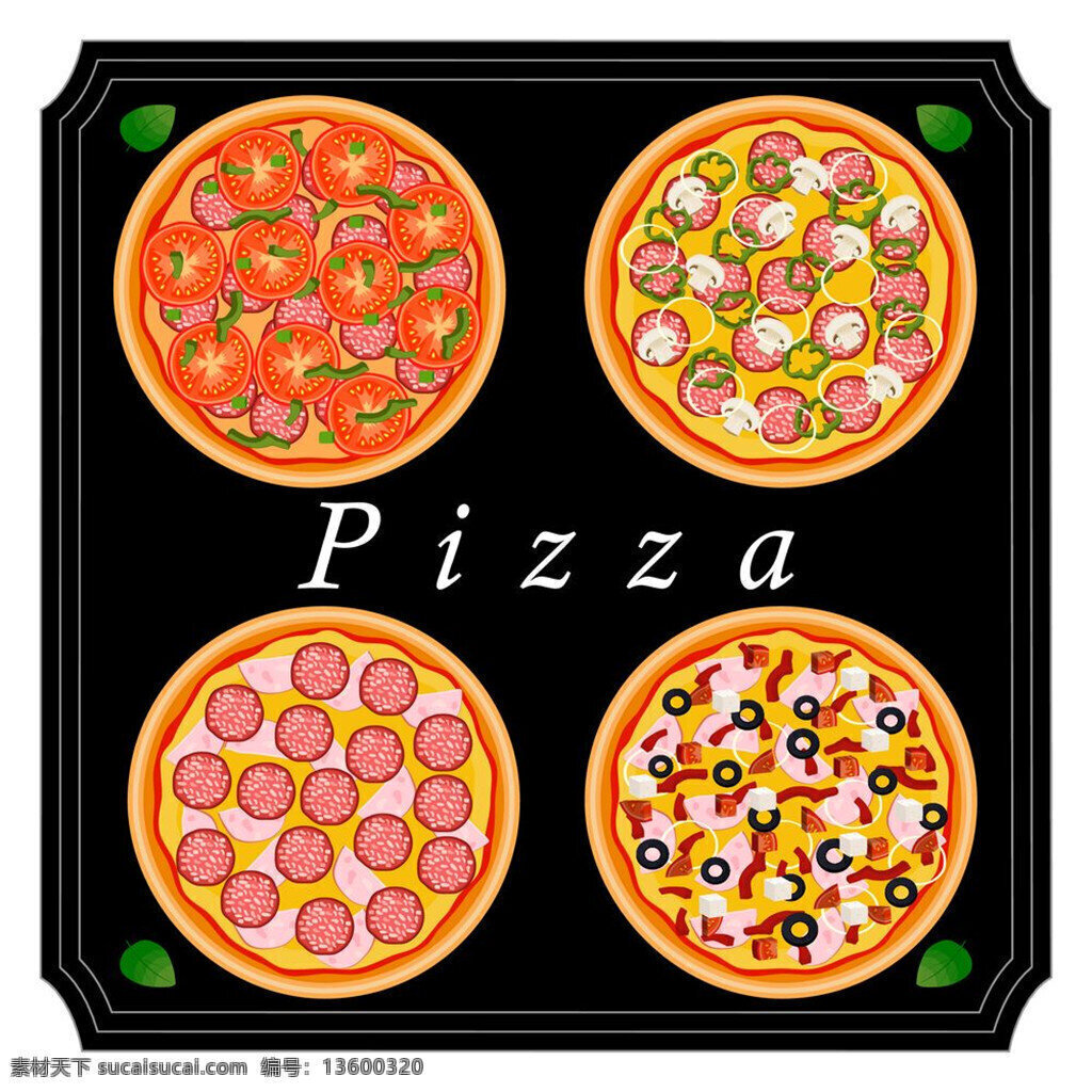 卡通披萨设计 底纹 卡通美食 美食车 美食设计 披萨