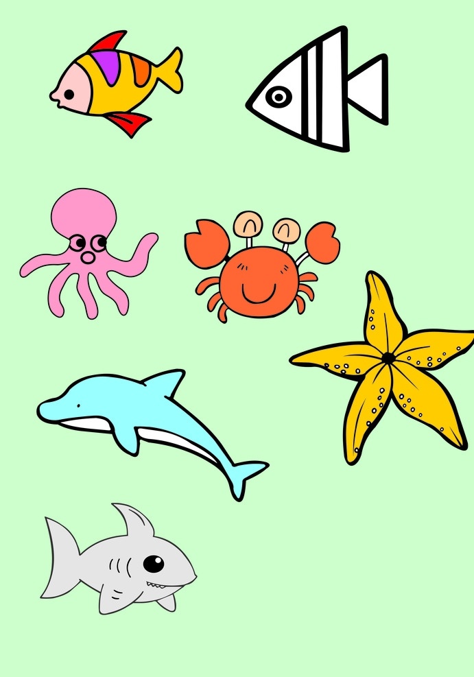 可爱 卡通 海洋生物 可换色 随意放大缩小 动漫动画 动漫人物