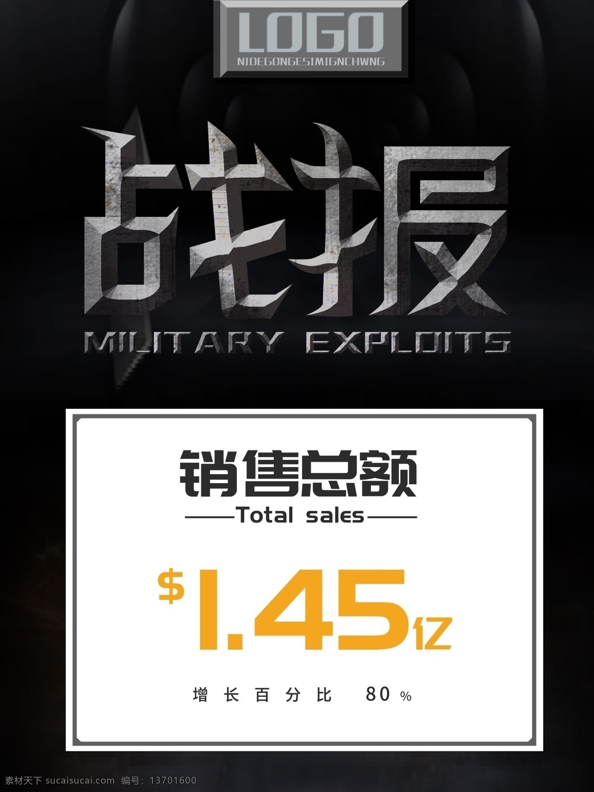 战报 字体 海报 销售战报海报 黑色 业绩海报 公司战报 营业额