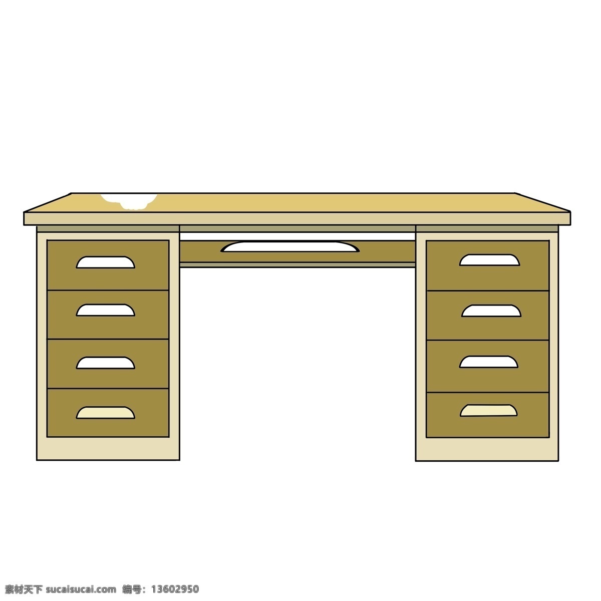卡通 手绘 张 办公桌 元素 彩绘 插画 桌子 家具