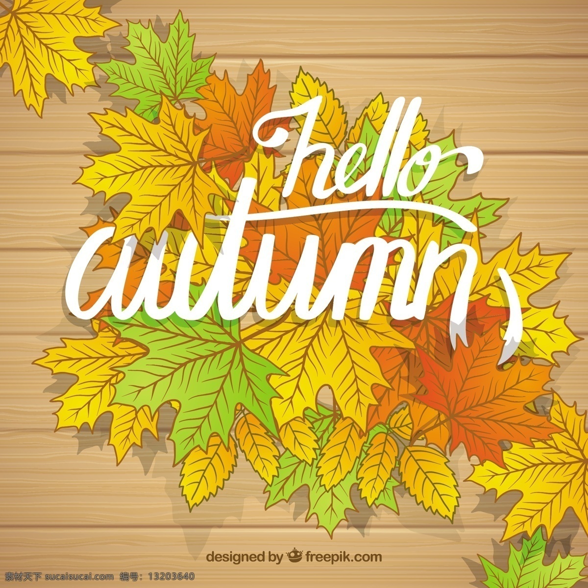 你好 秋天 带叶子的木桌 叶 自然 桌子 印刷术 森林 树叶 字体 文字 树木 颜色 信息 木制 刻字 树枝 温暖 秋叶