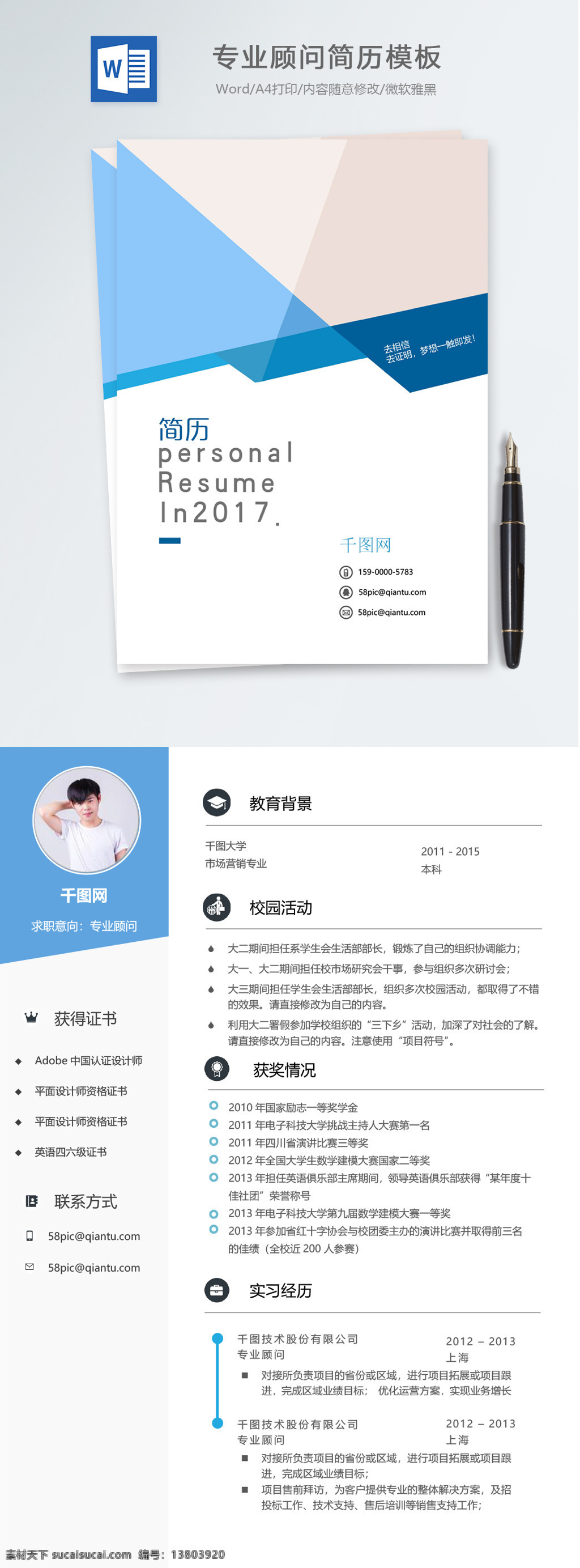 专业 顾问 个人简历 模板 时尚 简历 简历模板 个人简历模板 专业顾问 咨询 13年