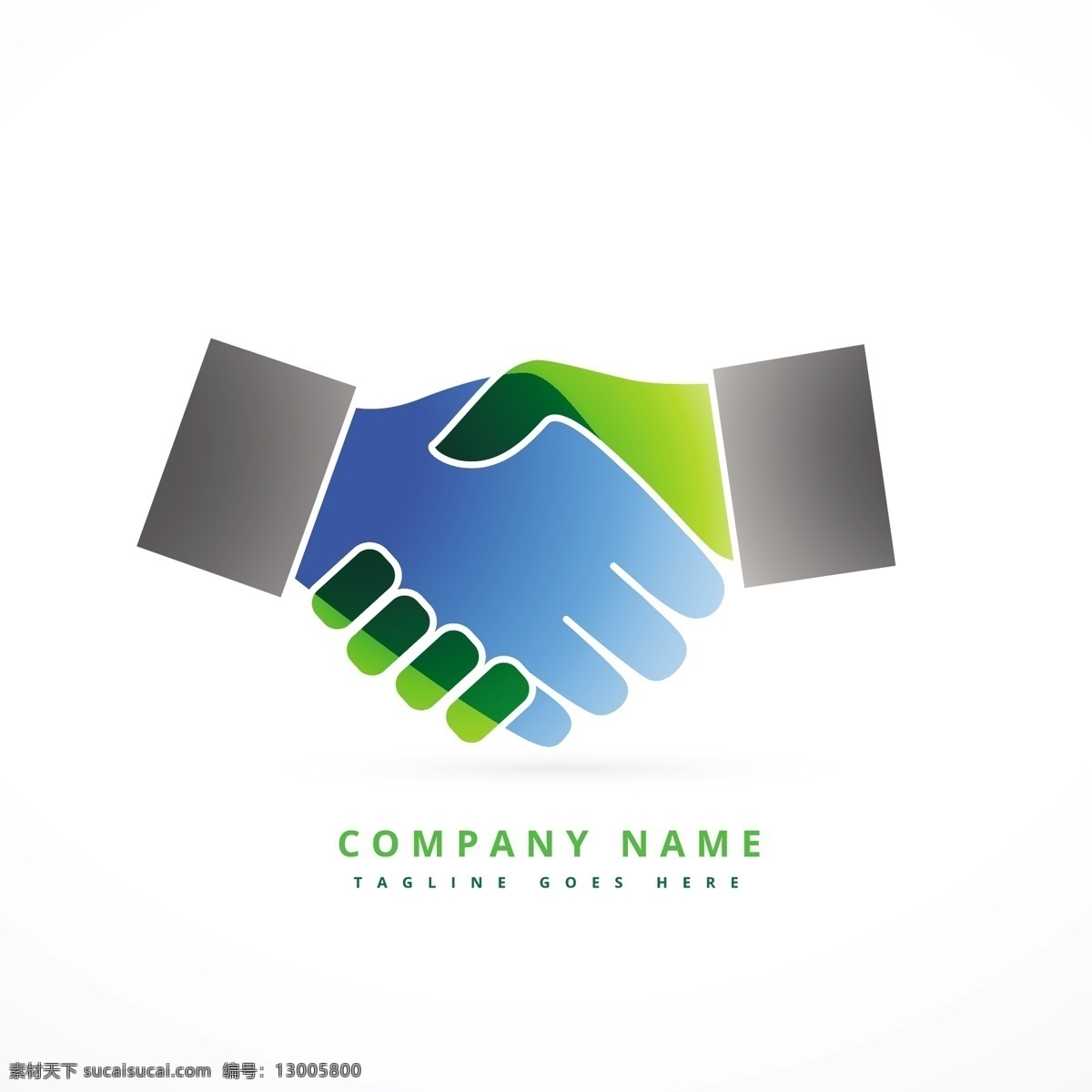 彩色 握手 标志 logo 模板 扁平化 企业商标 logo模板