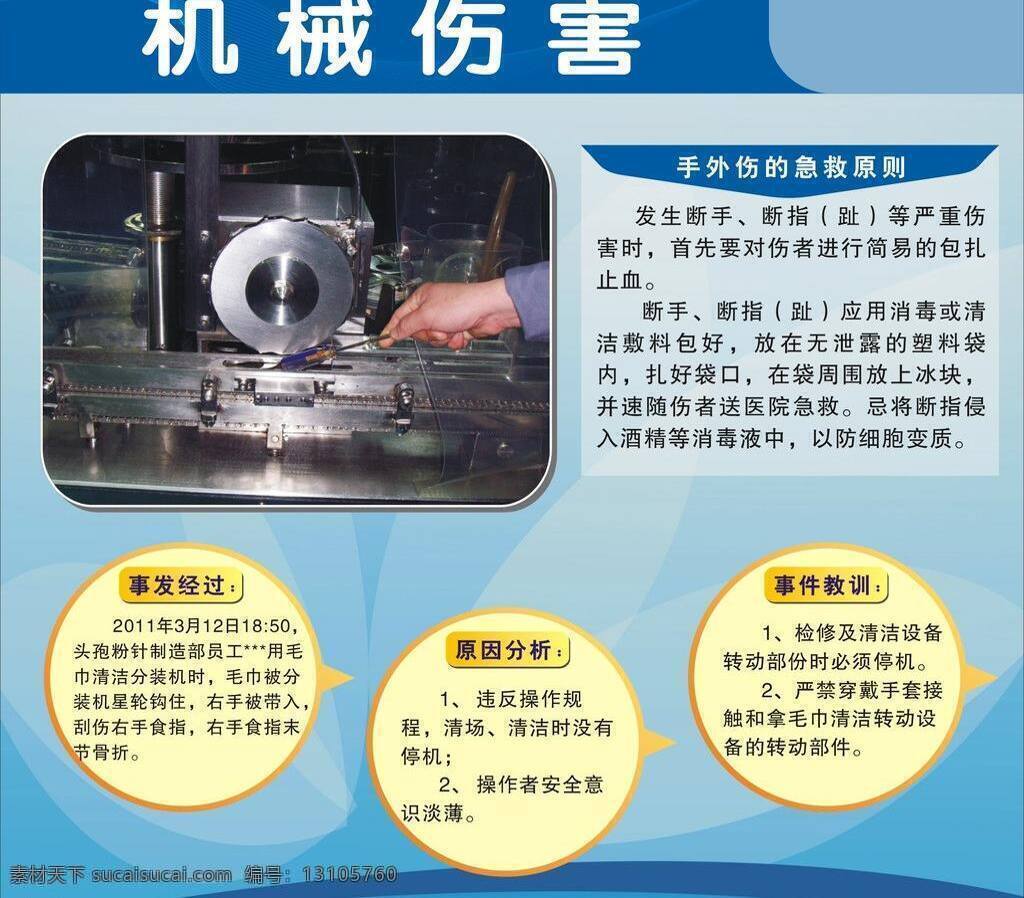 机械 伤害 安全 板报 蓝色 机械伤害 工厂挂画 仪器展示 安全案例 海报 矢量 矢量图 现代科技