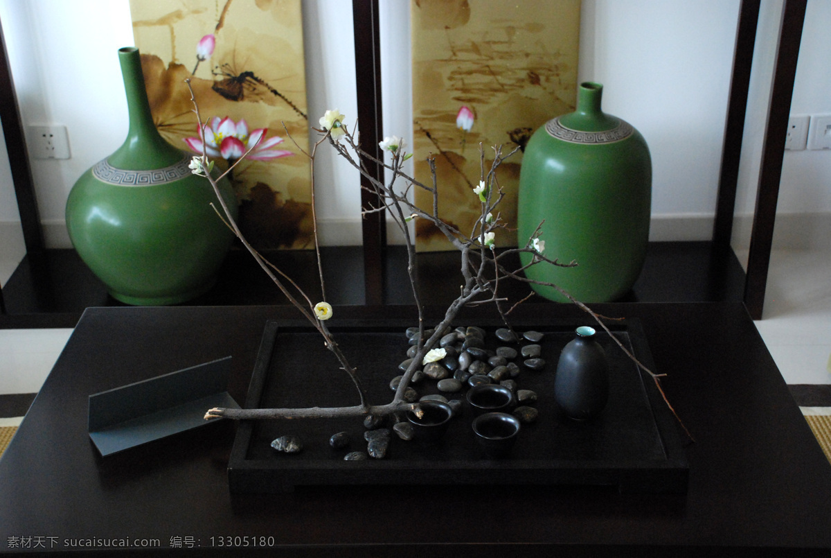 中式装修 艺术品 收藏 瓷器 古典 古董 青瓷 装修 室内装修 意境 树枝 传统文化 文化艺术