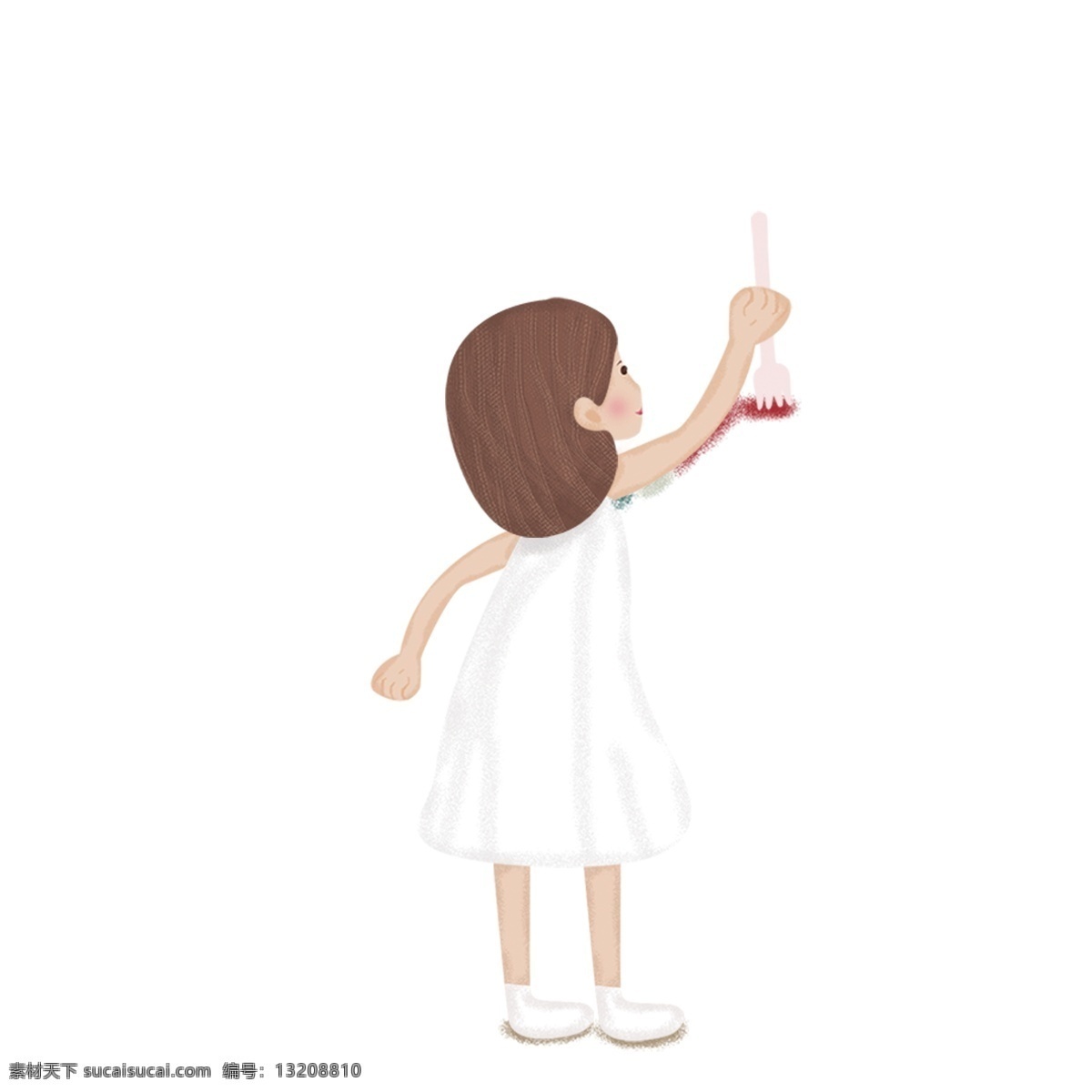 白 裙 女孩 图案 元素 可爱 小女孩 人物 卡通人物 设计元素 创意元素 psd元素 免抠元素