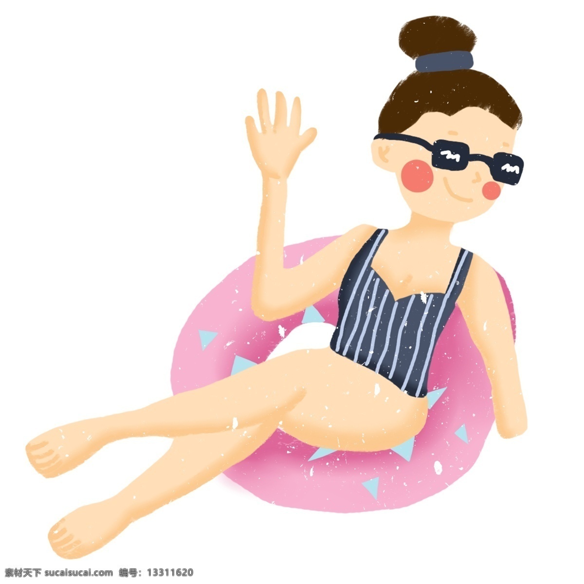 穿泳衣的女孩 卡通 泳衣 比基尼 穿泳衣的女人 夏日 夏日度假 度假 休闲度假 沙滩 体育用品 运动 性感 墨镜 打招呼 立夏 夏
