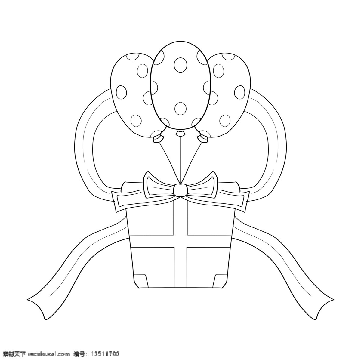 手绘 气球 礼物 盒 插画 爱情气球 手绘气球 情人节 线描气球 礼物盒插画 手绘礼物盒 线描礼物盒