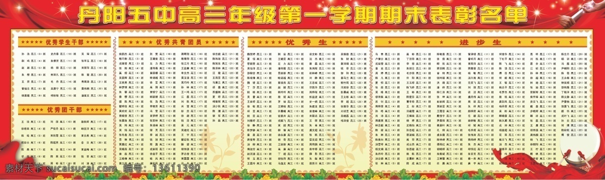 高中 学期 表彰 展板 庆典 团员 新学期 展板模板 优秀生 干部 进步生 矢量 其他展板设计