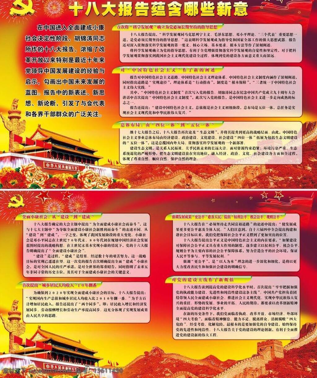 长城 党徽 广告设计模板 红旗 华表 菊花 十八大 天安门 源文件 十 八大 会议 展板 主题 内容 展板模板 其他展板设计