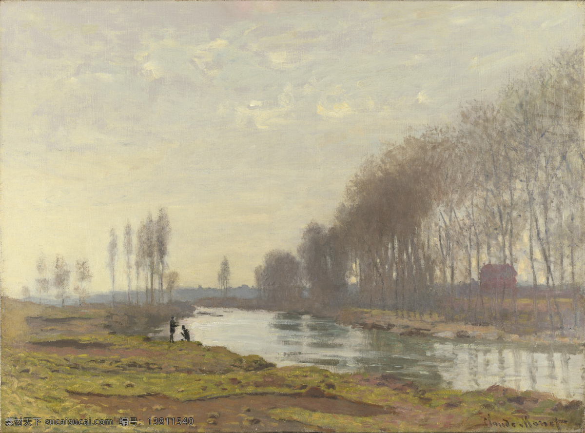 monet 风景 油画 装饰画 法国 画家 克劳德 argenteuil at seine the of arm small 莫 奈 oscar claude 印象派 风景画 静物 装饰素材