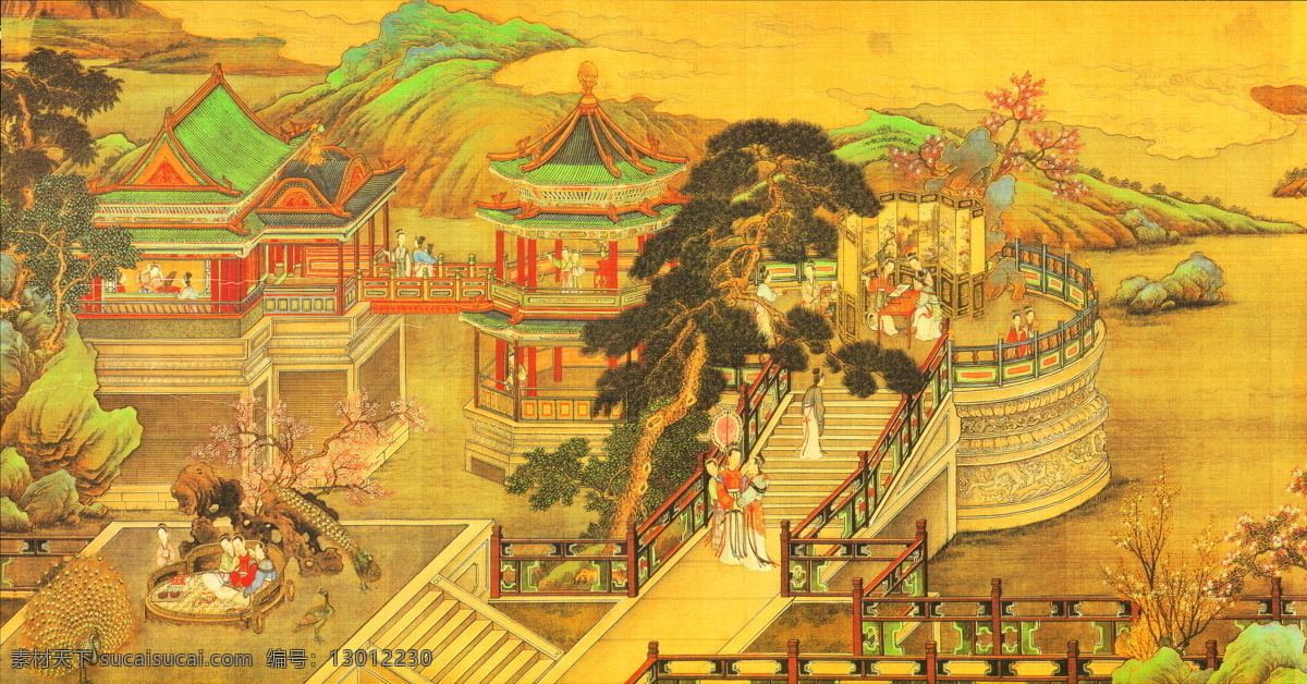 人物名画 中国 古典 藏画 中国古典藏画 设计素材 古典藏画 书画美术 黄色