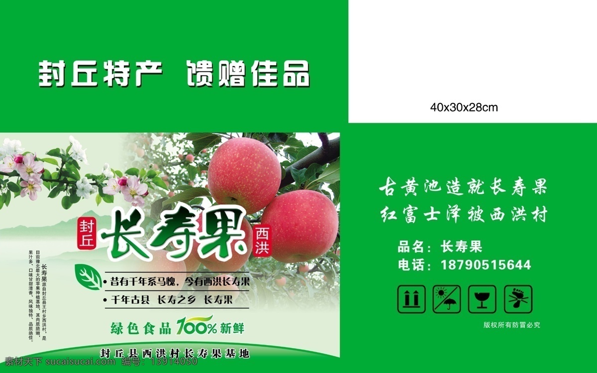 苹果彩箱 水果箱 水果礼盒 绿色包装箱 苹果手提箱 包装设计