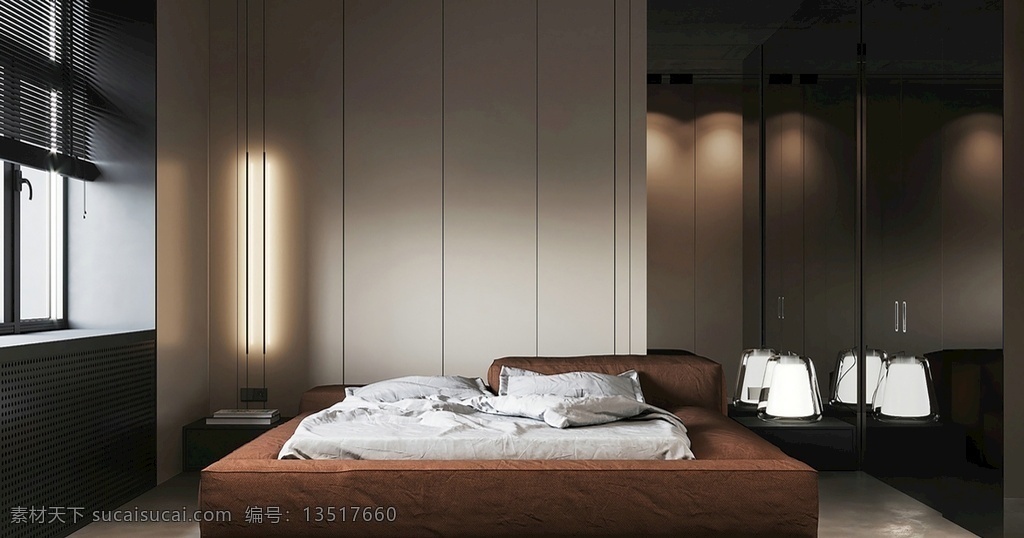 暖 枣红 卧室 墙纸 墙布 效果图 室内设计 方案 搭配 现代
