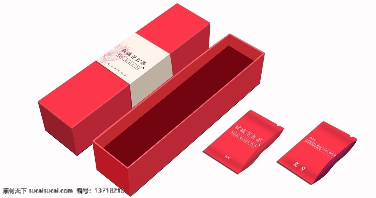 红色 茶叶 包装盒 样机 包装 包装设计