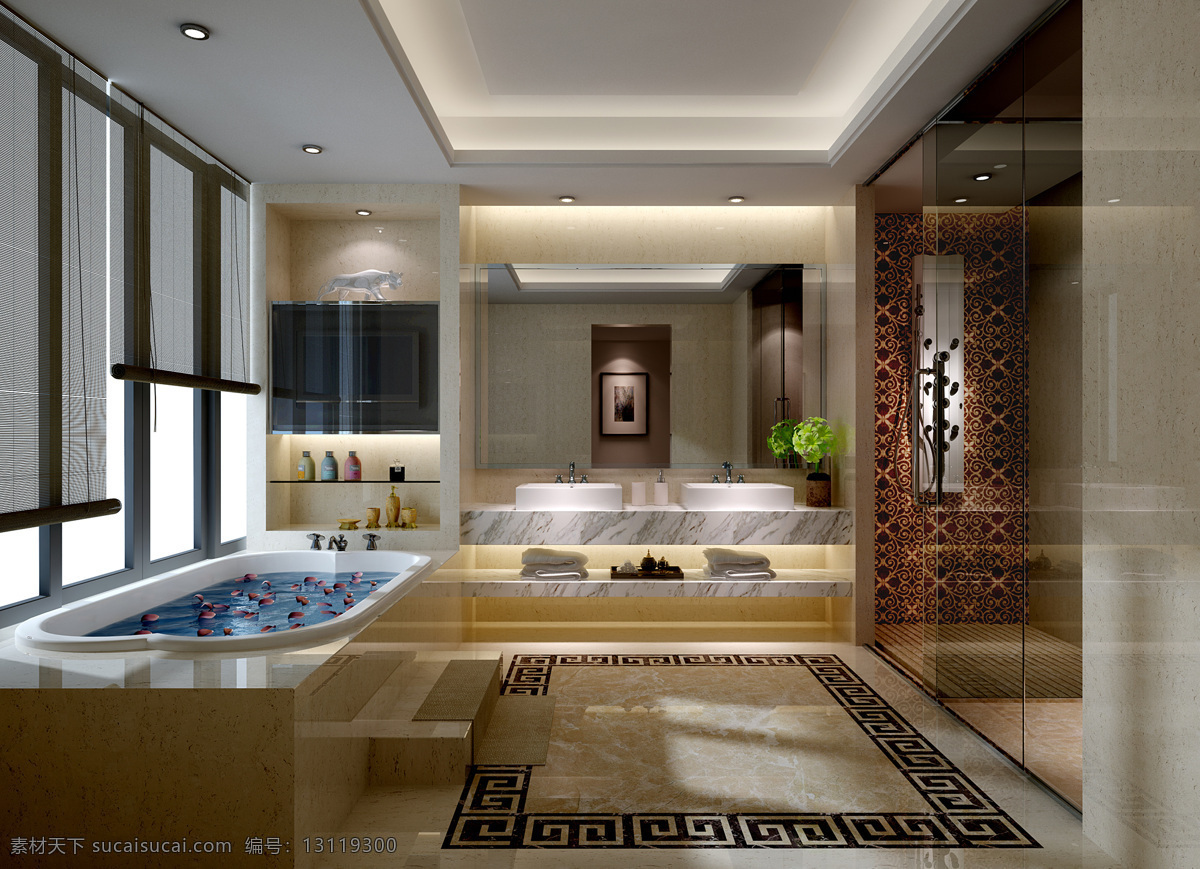 酒店 浴室 浴缸 效果图 酒店装修 装修 室内设计 展示效果 房间设计