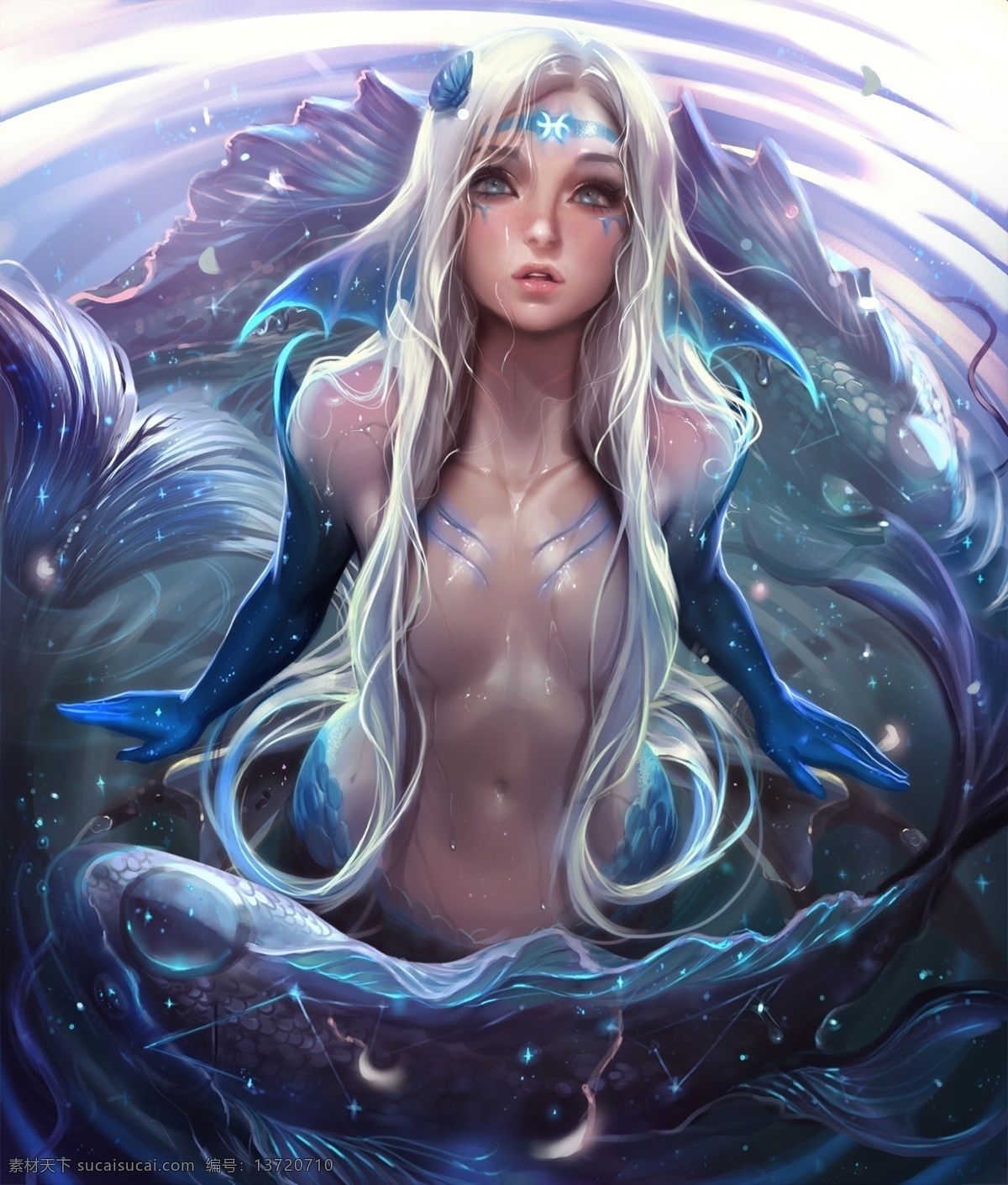 sakimichan 双鱼座 人物 动漫人物 星座 插画 动漫动画