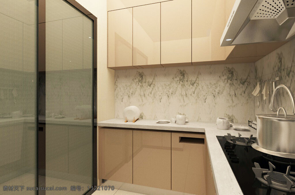 现代 简约 厨房 装饰装修 效果图 装饰画 室内设计 3d模型 简约风格 简约厨房 厨房效果图 边柜 吧台 室内装修