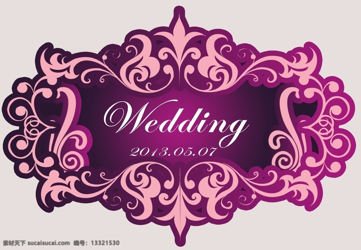 婚礼主题标志 wedding 婚礼 主题标志 紫色 欧式 花纹 婚礼背景 婚庆 标志设计 广告设计模板 源文件