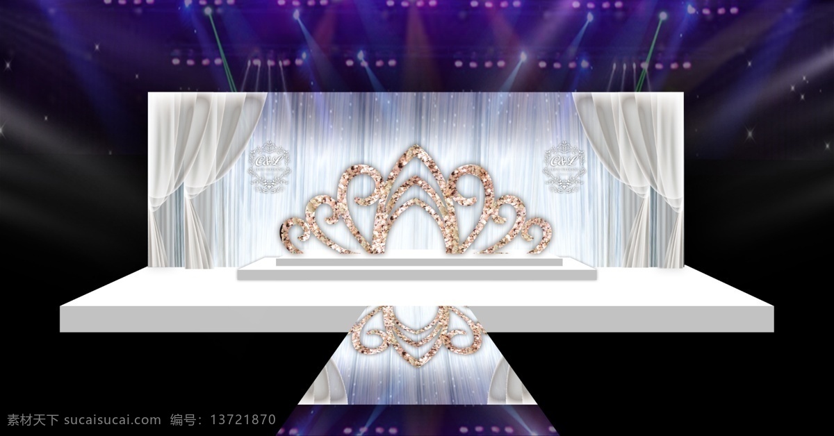 婚礼 背景 效果图 白色婚礼 背景婚礼 皇冠背景 主题婚礼 婚庆 分层 背景素材
