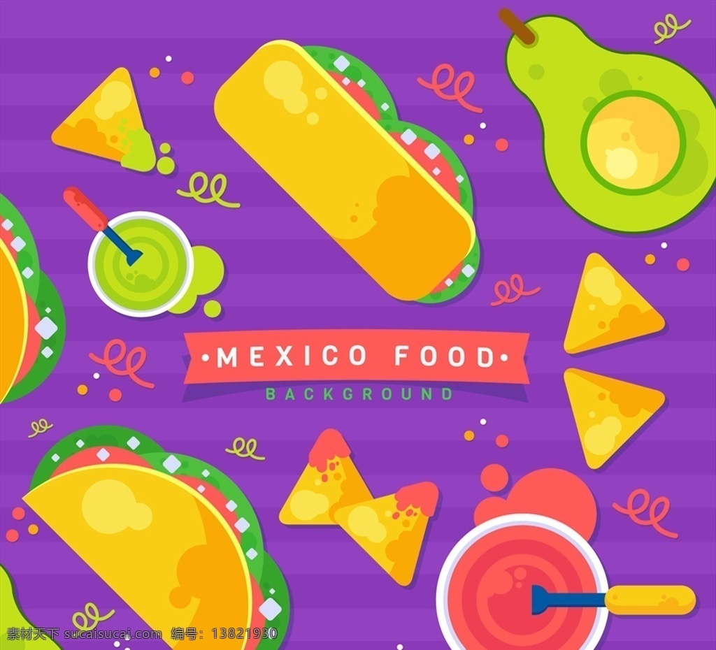 美味 墨西哥 食物 俯视图 墨西哥玉米饼 牛油果 玉米片 牛油果酱 墨西哥卷饼 酱料 蘸料 番茄酱 辣椒酱 文化艺术 绘画书法