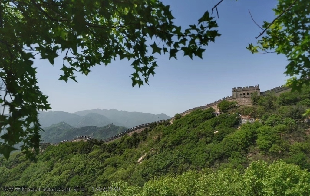 万里长城 天空 树木 蓝色 图像