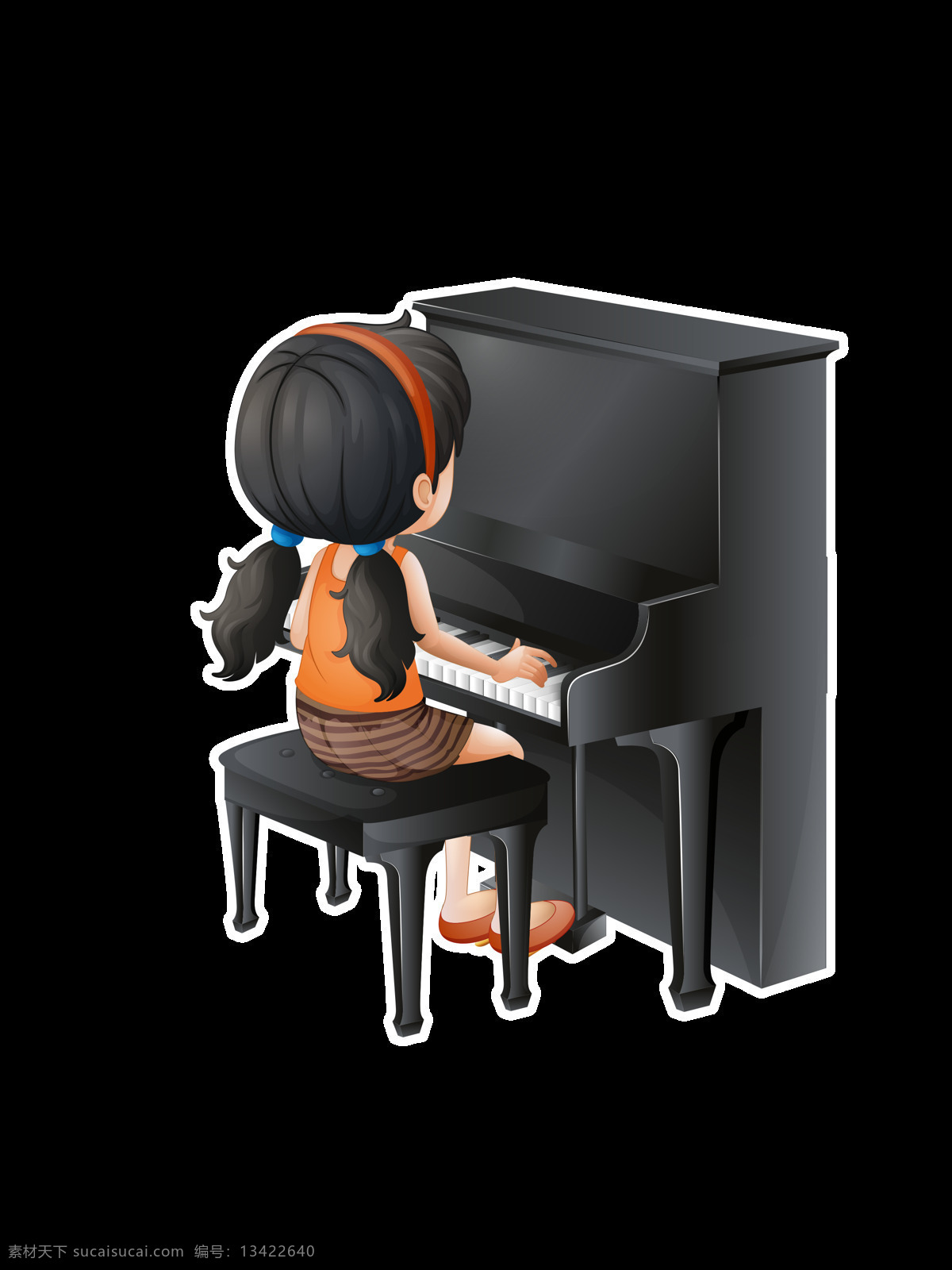 弹 钢琴 小女孩 弹钢琴 少女 女孩 音乐 卡通 卡通人物 卡通形象 免抠 免抠元素