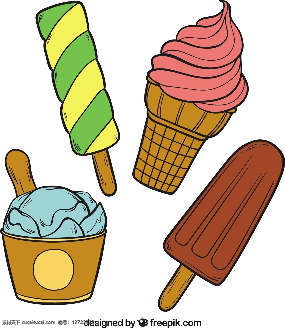 四 美味 冰淇淋 插图 矢量 美味的 冰淇淋插图 矢量素材 甜品图标 冷饮插图 清凉甜品 冰淇淋标志 卡通图标 雪糕图标 网页图标 冰激凌图标 冰激凌插图