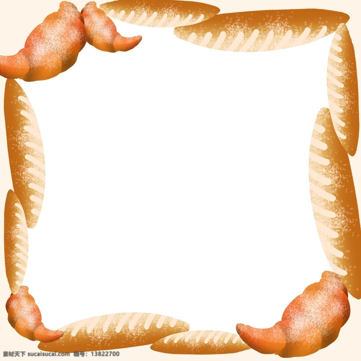 黄色 面包 边框 插画 手绘面包边框 面包边框装饰 食物边框 可爱 食物 边框插画