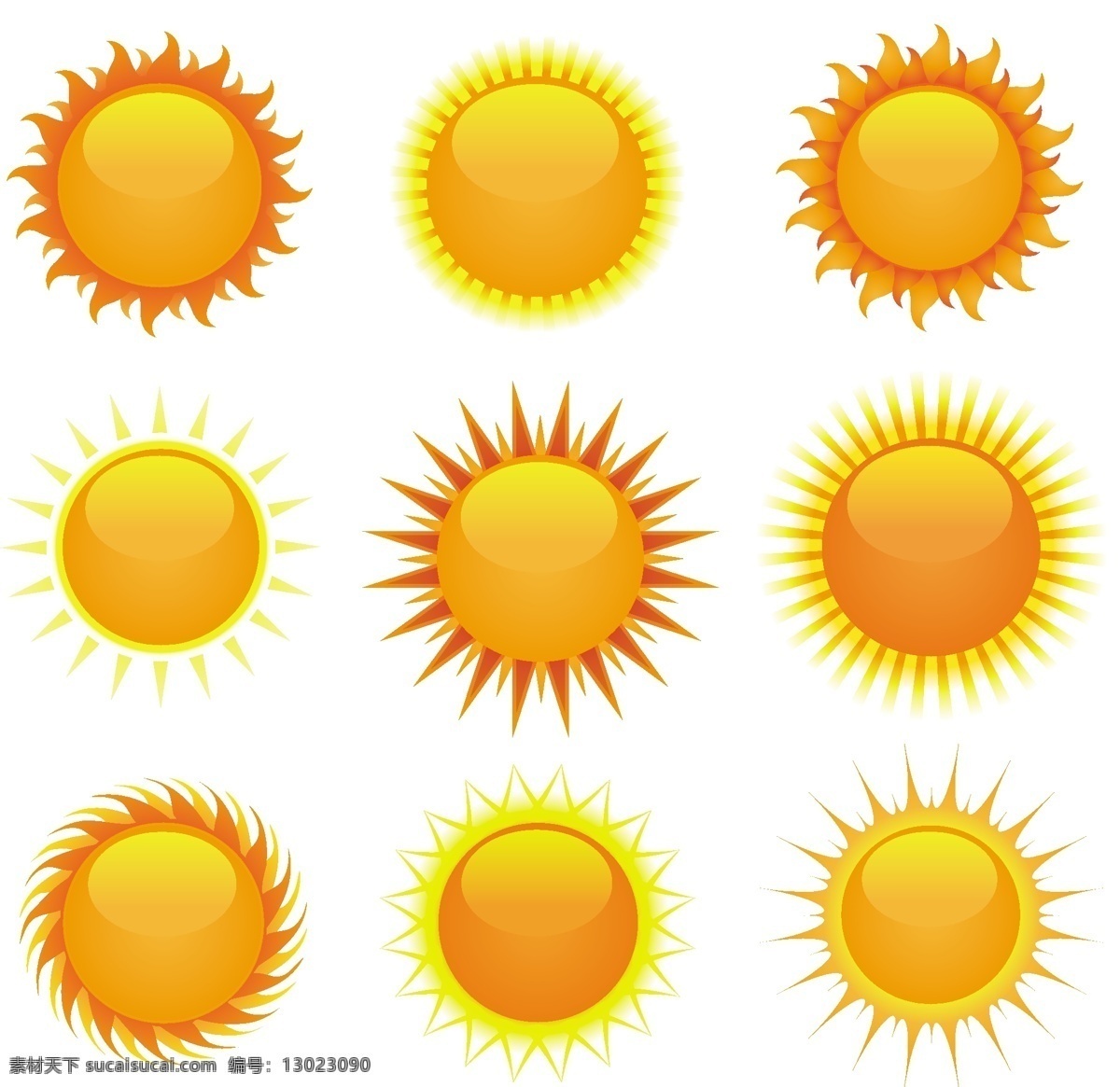 矢量太阳 卡通太阳 手绘太阳 太阳插画 太阳图标 黄色太阳 太阳图形 图标标签标志 标志图标 其他图标