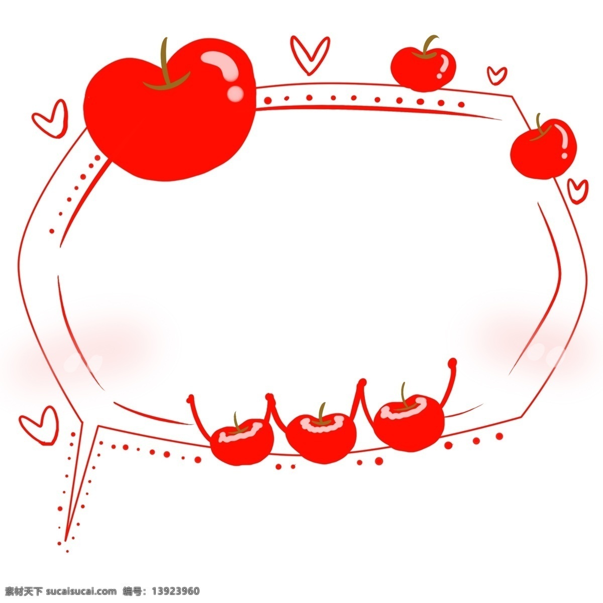 苹果 气泡 边框 插画 红色