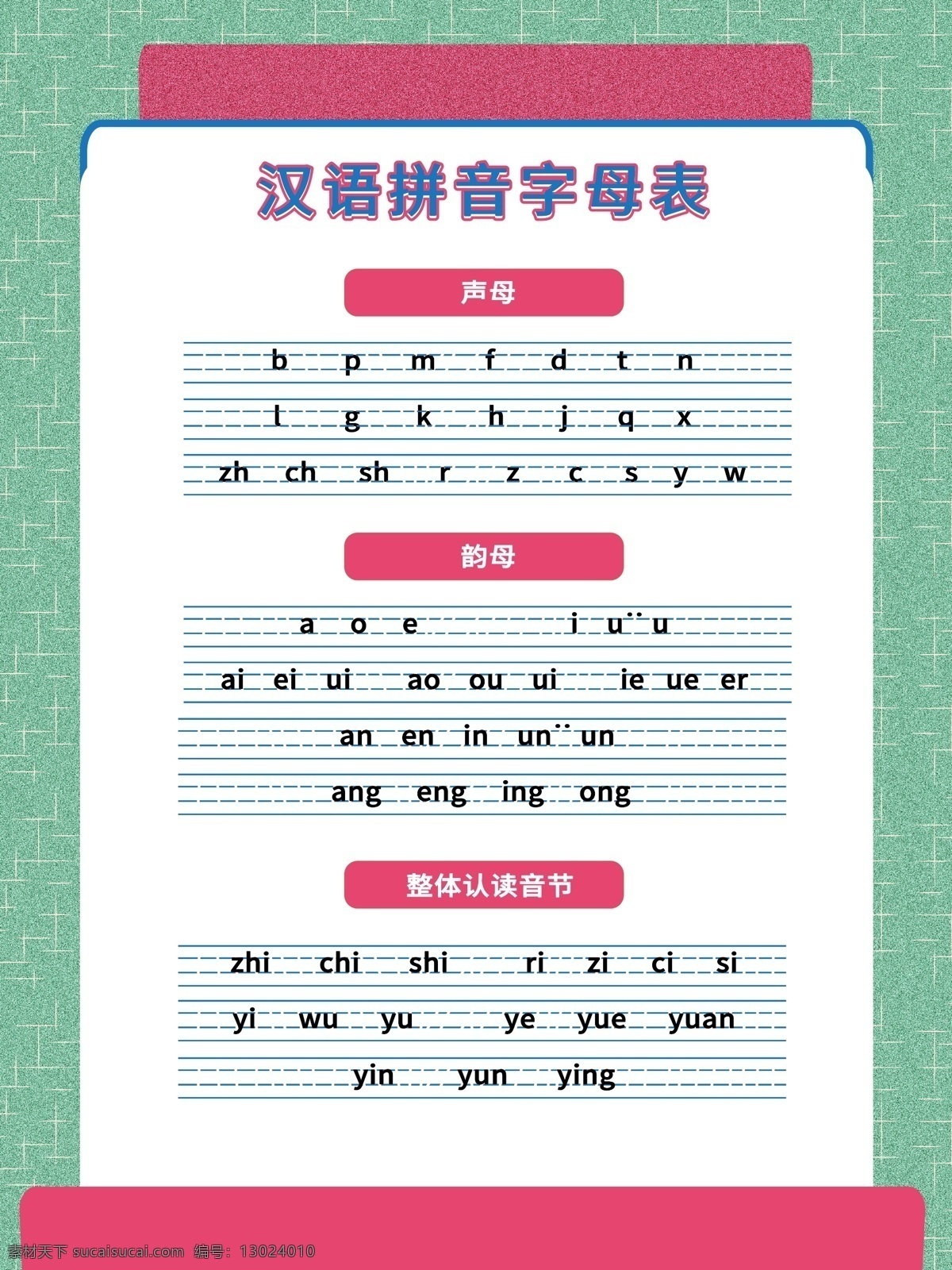 拼音字母表 汉语拼音 字母表挂画 声母表 韵母表 拼音海报