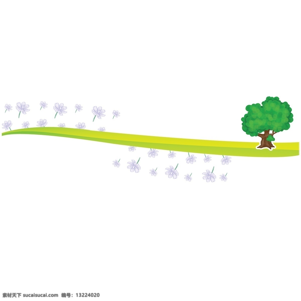 草坪 分割线 卡通 插画 高大的树木 分割线插画 卡通插画 简易分割线 草坪分割线 树苗 树木