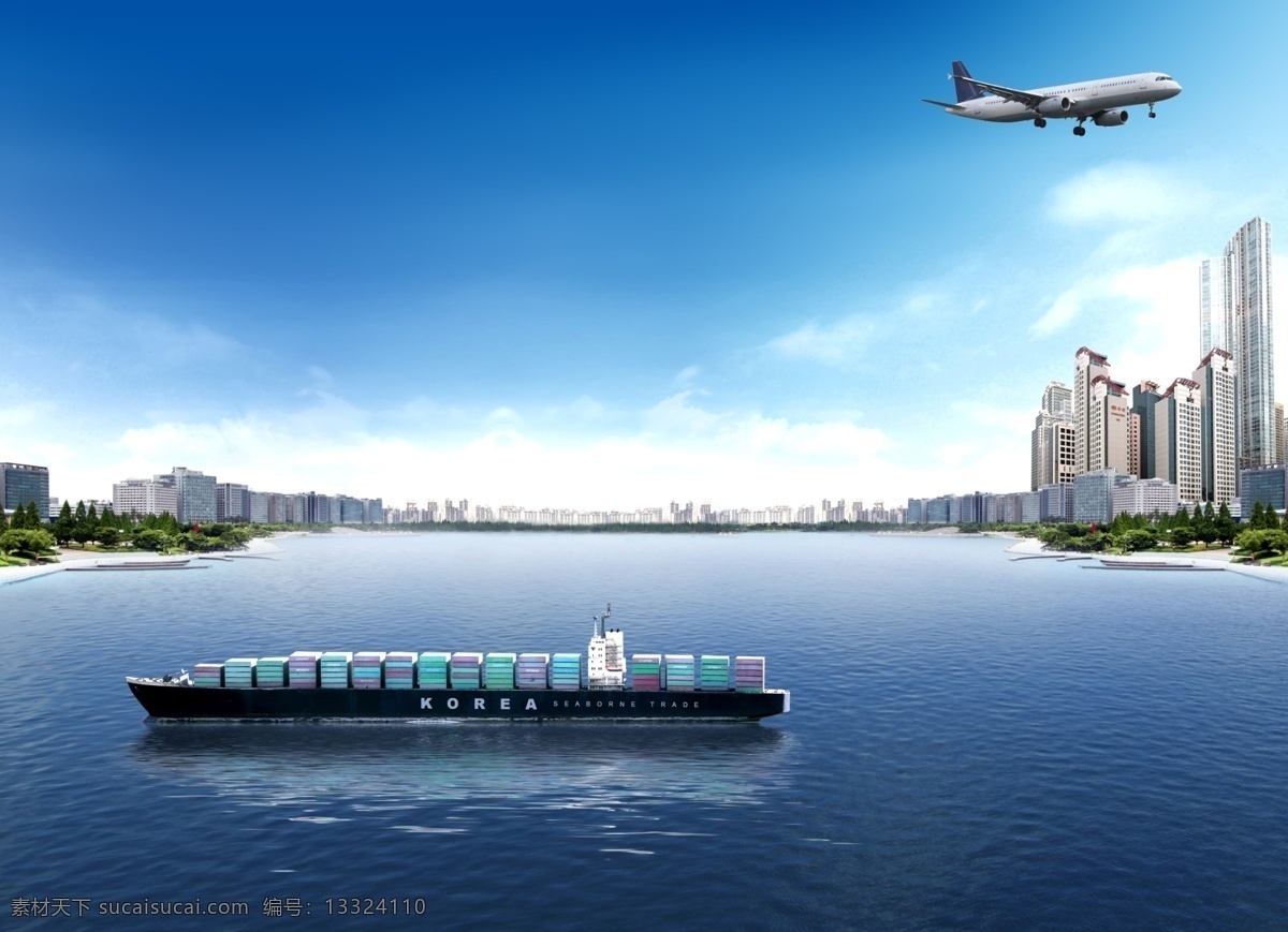 分层 船 飞机素材 挂历 海 航空飞机 交通工具 物流素材下载 物流模板下载 物流 天空 现代科技 码头 源文件 psd源文件