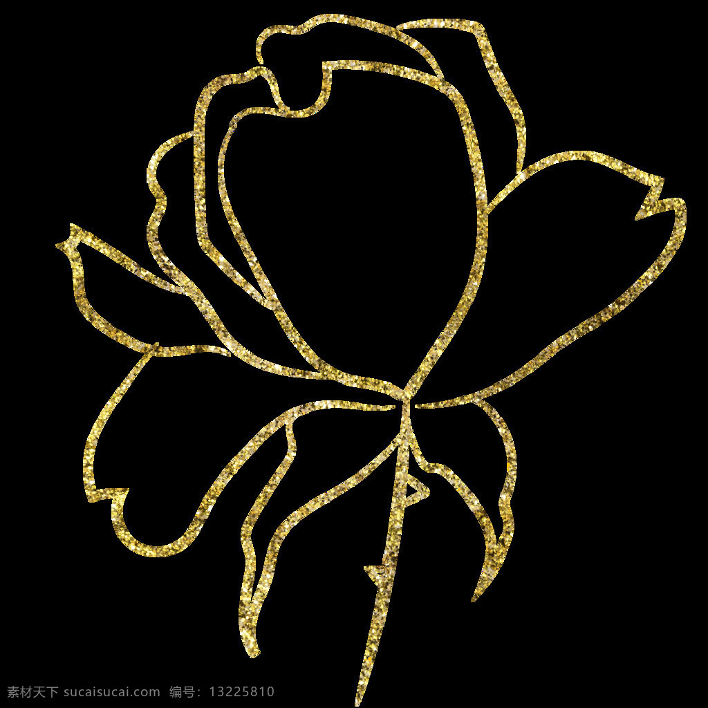 金色 线条 花朵 图案 简笔绘画 植物 玫瑰花 奢华 纹理 创意 装饰图案