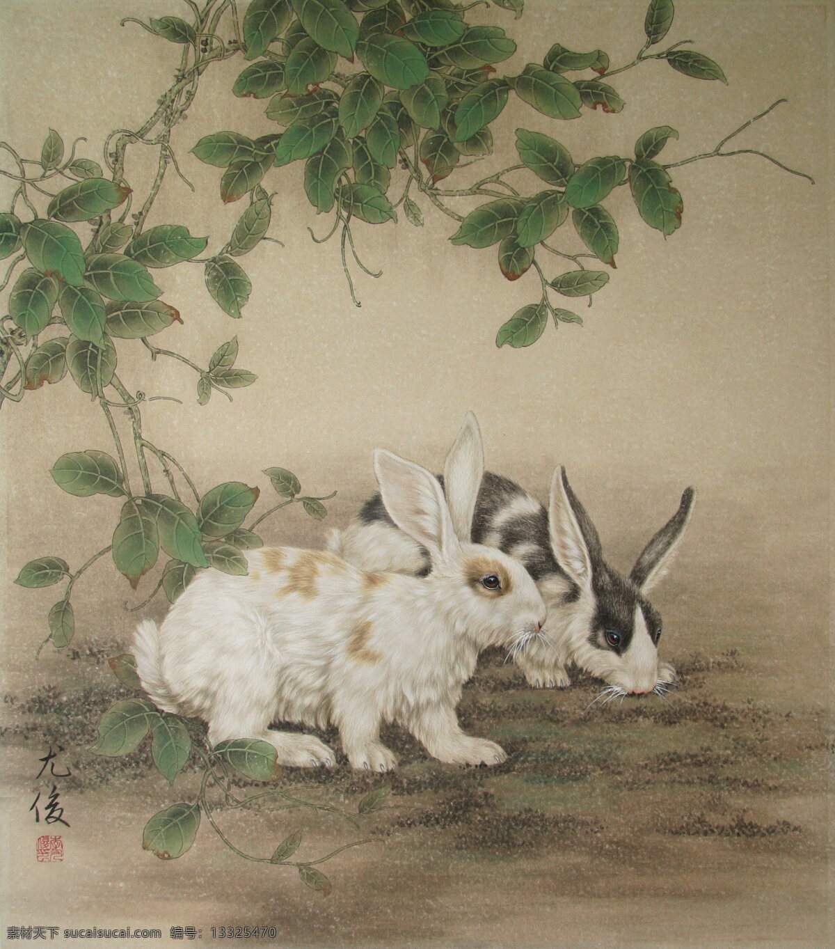 兔年画兔 李尤俊 工笔画 兔 李 尤 俊 绘画书法 文化艺术