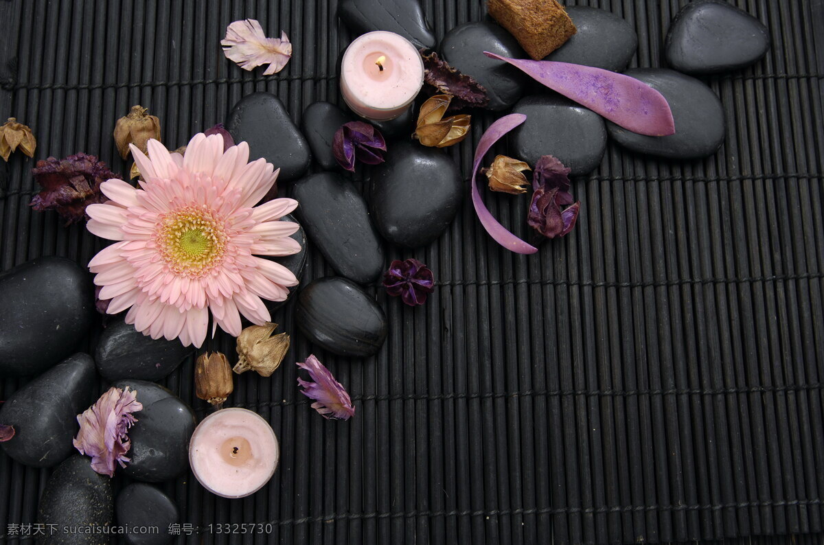 蜡烛 鲜花 花朵 水疗 凉席 鹅卵石 按摩石 磁石 spa 美容 生活百科 生活素材