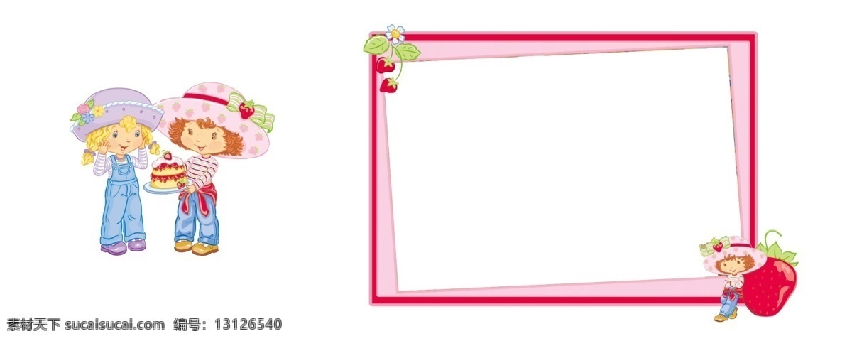 草莓 蛋糕 小女孩 单 相框 单张照片框 个性 杯子 印制 模板 照片 背景 马克杯素材 设计素材 分层 源文件