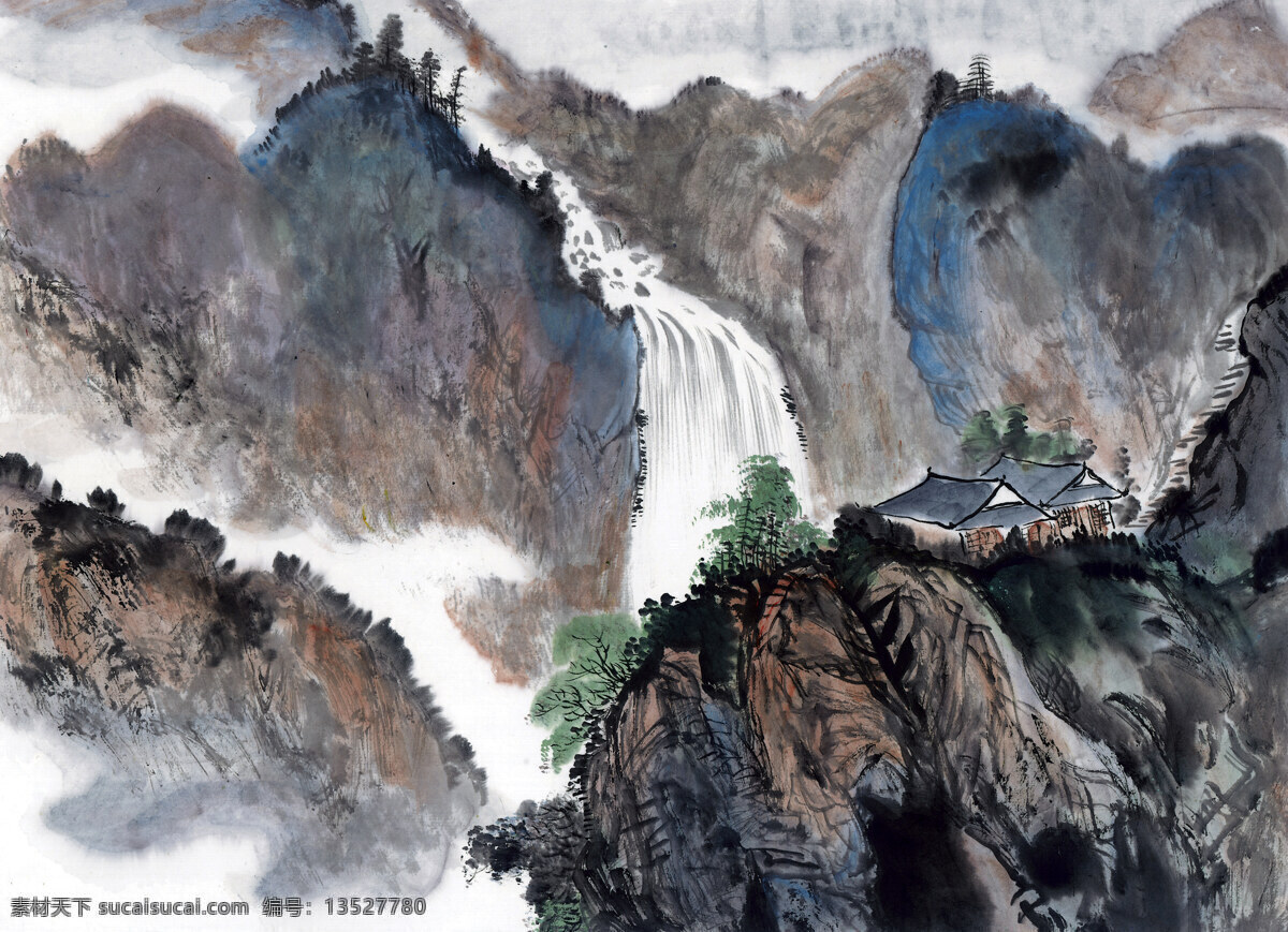 山水画 国画0042 国画 设计素材 山水画篇 中国画篇 书画美术 灰色