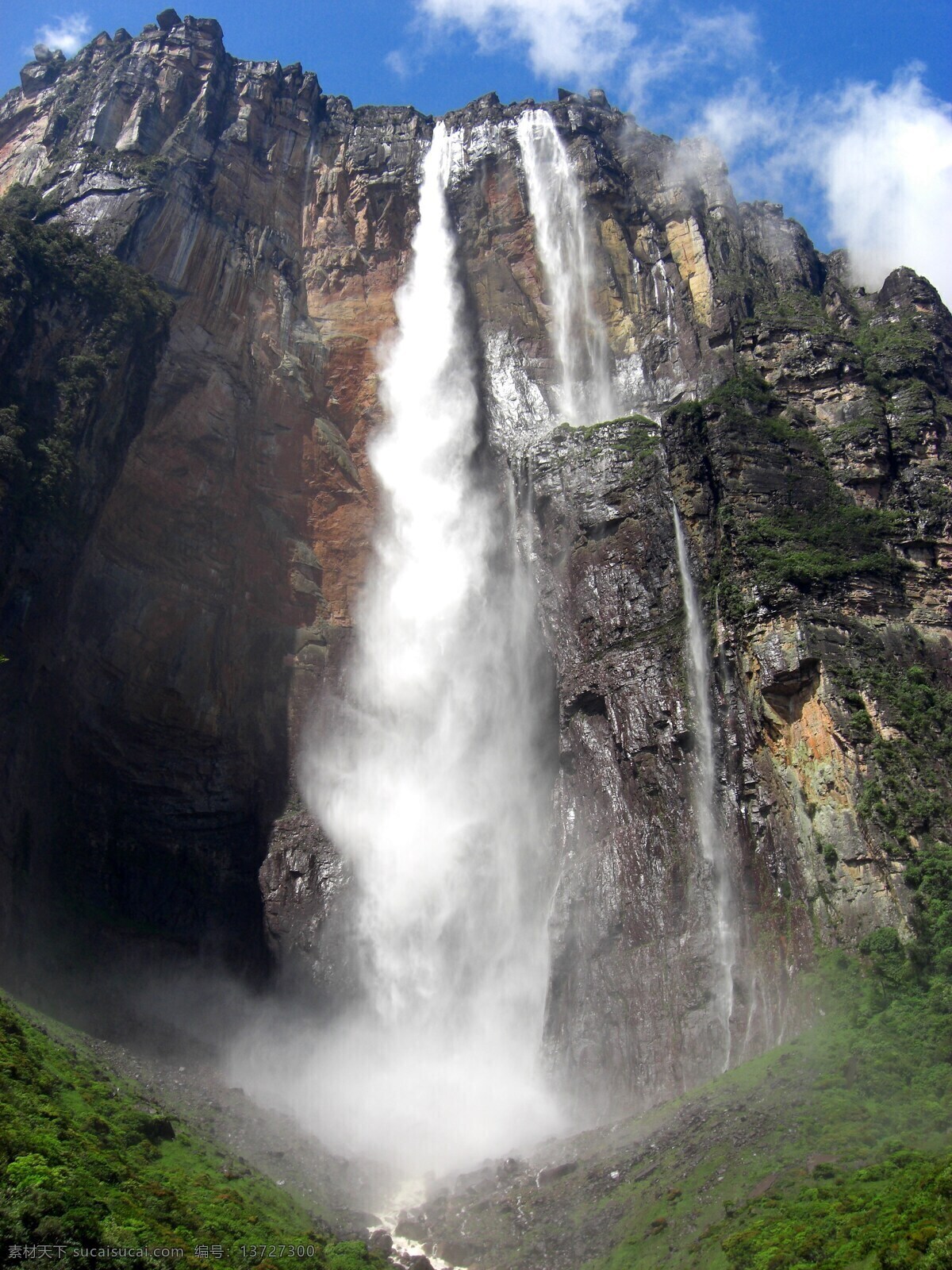 安赫尔瀑布 风景图片 自然景观 山水风景 瀑布 山峰 树木 湖泊 波涛汹涌 壮观