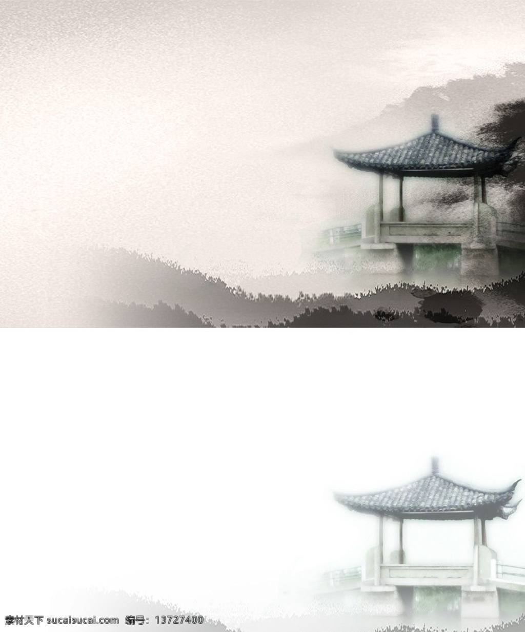 水墨 亭台 水墨亭台 水墨背景 江边小亭 水墨效果 水墨画 分层 源文件