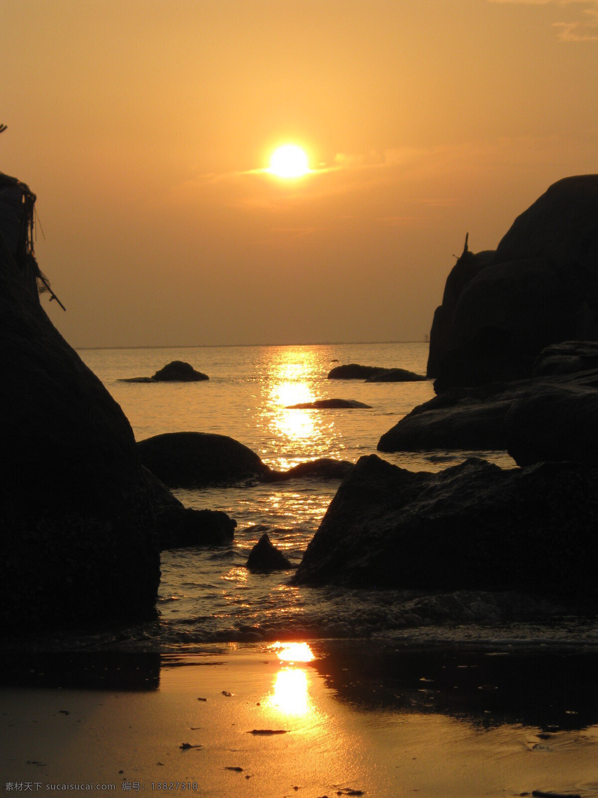 日出 海滩 自然风景 自然景观 自然景象