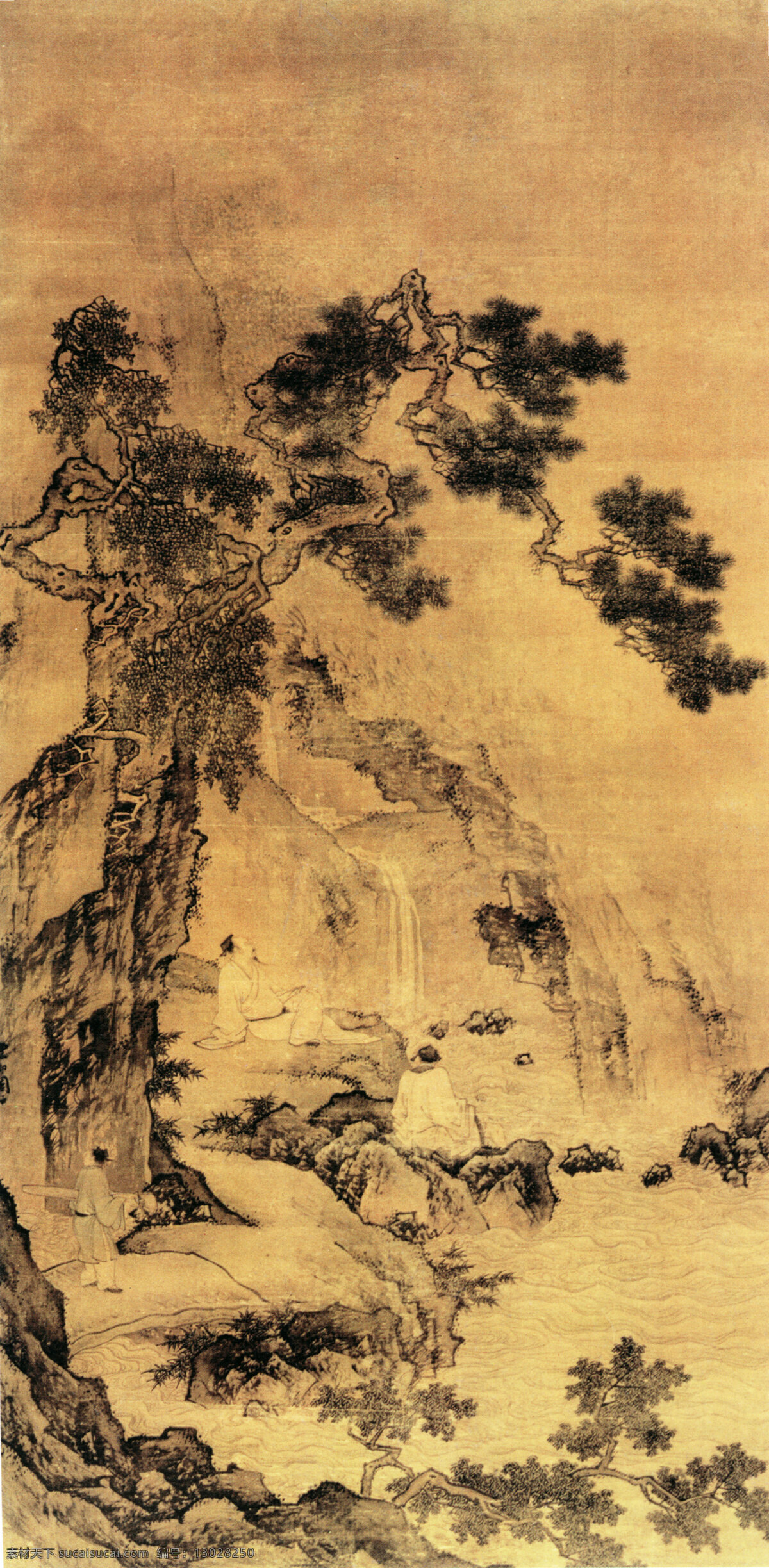 绘画免费下载 水墨 云端 中国画 奇树怪石 文化艺术