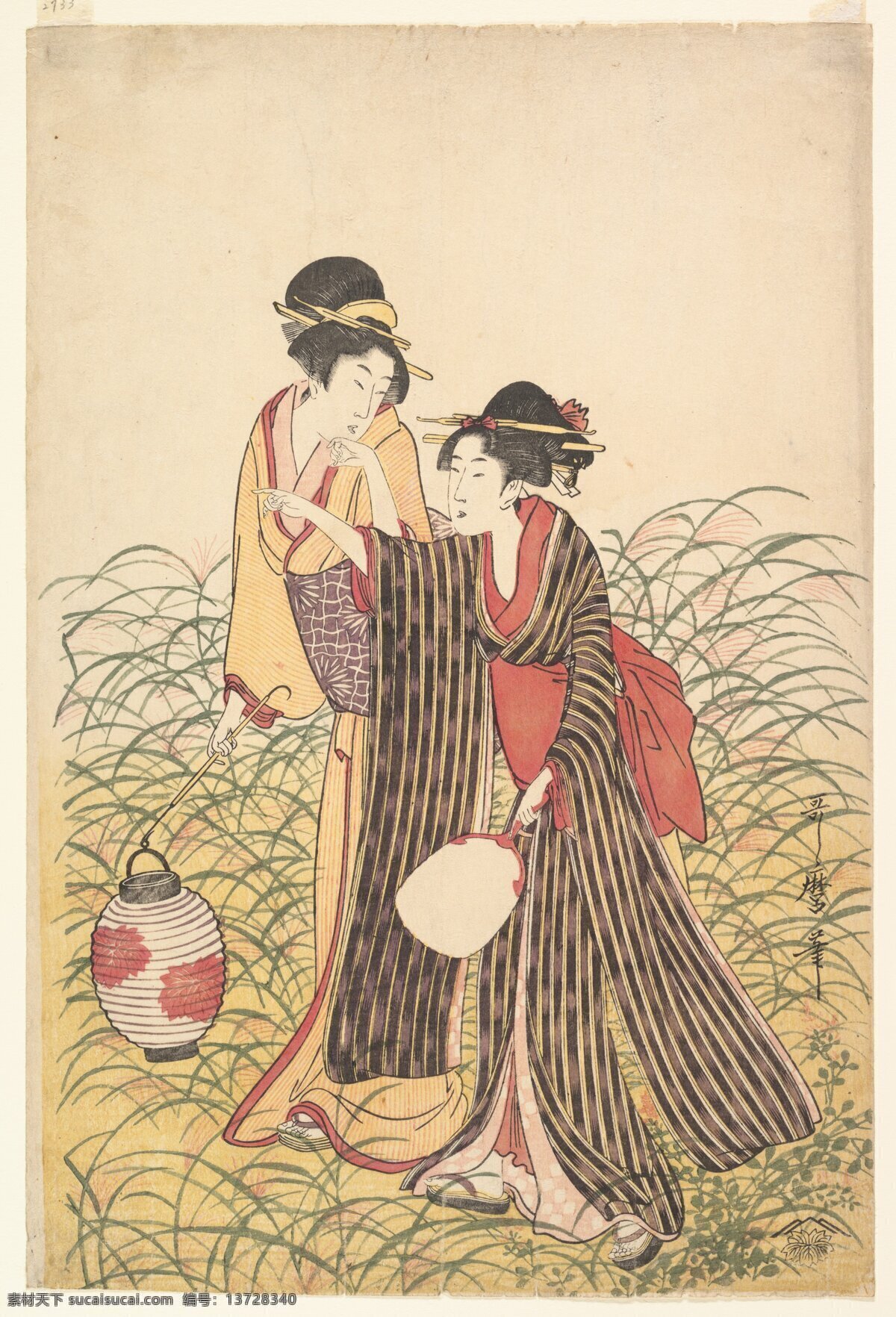 浮世绘 版画 日本 绘画 传统 美术 艺术 和服 妇女 女性 艺妓 美术馆藏品 绘画书法 文化艺术