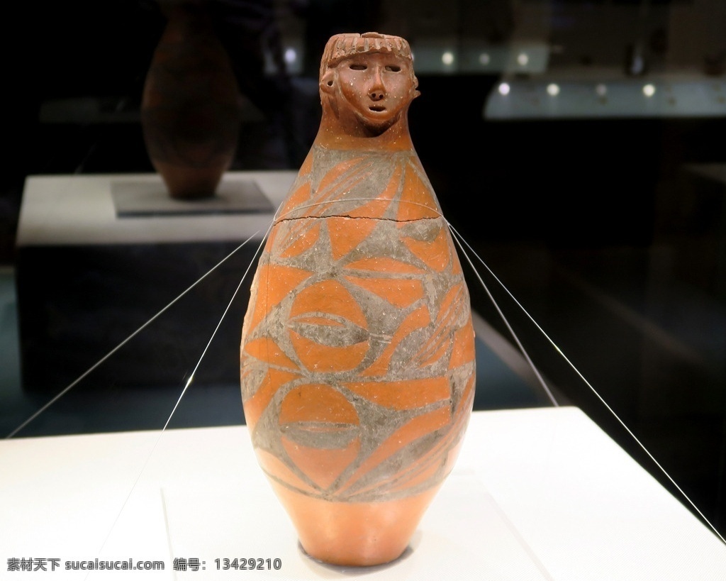 甘肃 博物 馆藏 人头 形 彩陶 瓶 兰州 博物馆 仰韶文化 旅游摄影 国内旅游