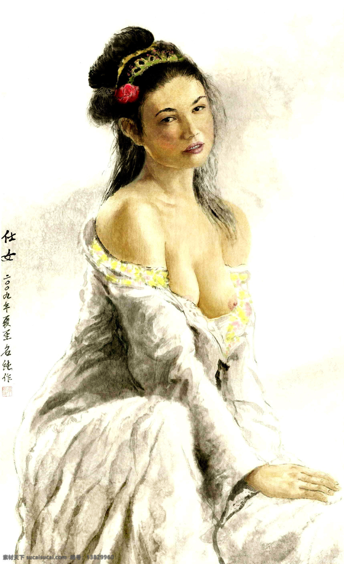 表情 发型 服饰 古代人物 国画艺术 绘画 绘画书法 丽人 仕女设计素材 仕女模板下载 仕女 中国画 工笔重彩画 女子 姿态 书法 印章 国画集32 文化艺术 装饰素材 雕刻 图案