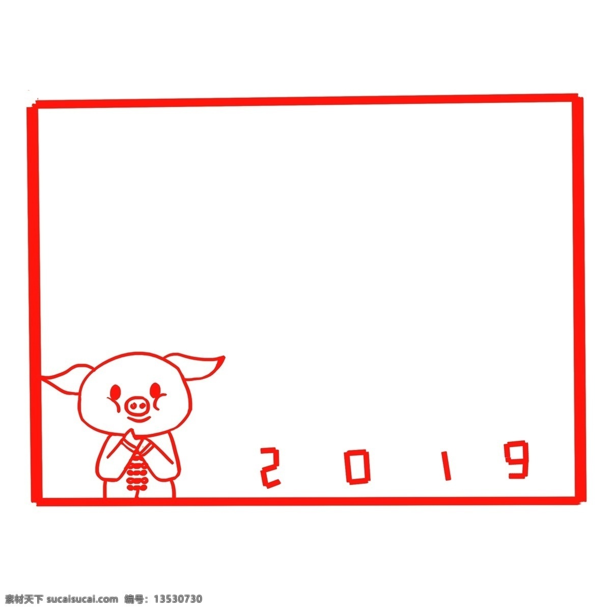 手绘 红色 小 猪 新年 边框 小猪新年边框 2019年 手绘边框 新年快乐 新年边框 红色边框 元旦